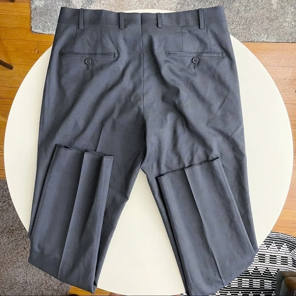JB Britches Torino Flat Front Wool Blend Trouser Plaid Dress Pants Waist 34